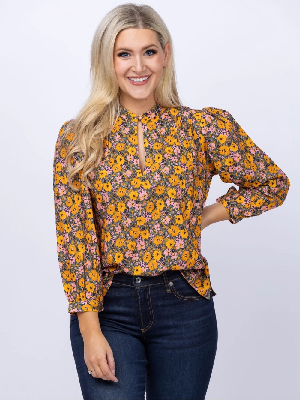 Trovata Birds of Paradis Orange Pink Floral Bailey Blouse, NEW, Medium MSRP $268
